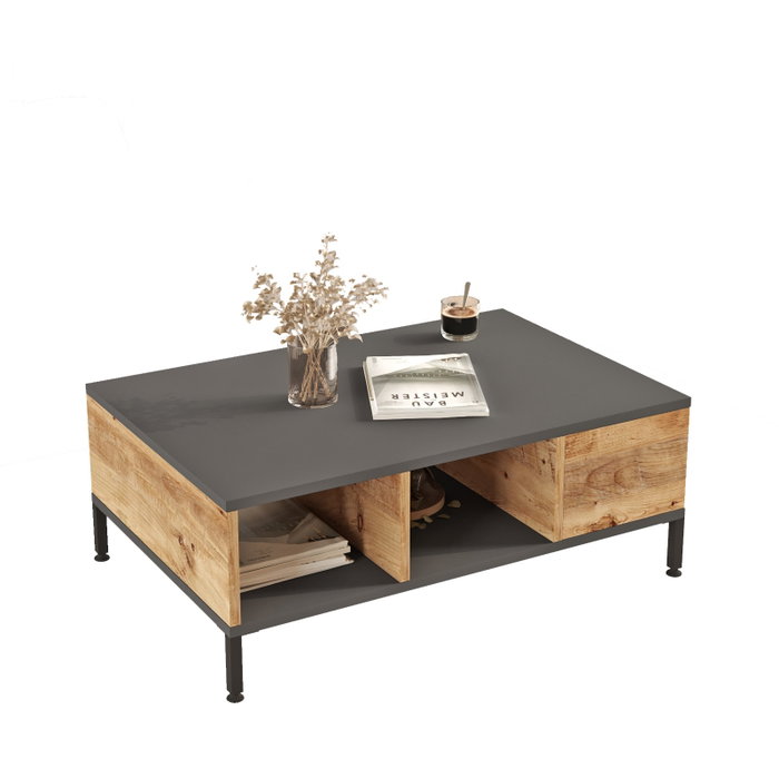 Hanah Home Rl2-Aa Mesa de centro Pino Atlántico y Antracita